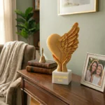 Customizable Eternal Love Winged Heart Sculpture(black base)