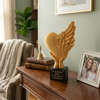 Customizable "Eternal Love" Winged Heart Sculpture