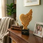 Customizable Eternal Love Winged Heart Sculpture(black base)