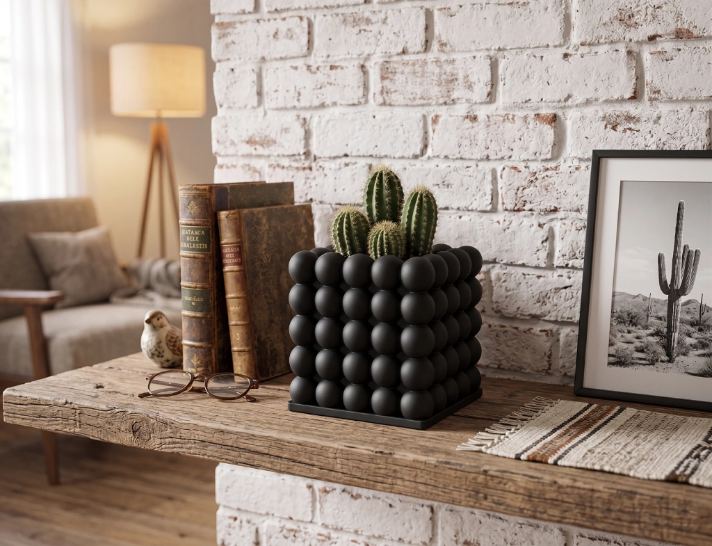 Modern Bubble Texture Planter for Succulents(black)